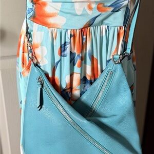 Blue Leather Shoulder Bag